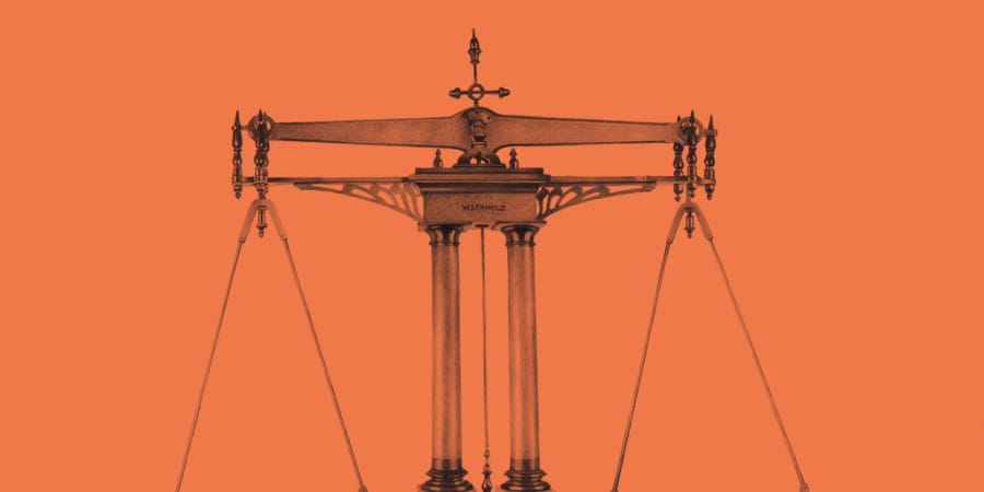 Precision two-pan assay balance, the instrument for weighing something before you accept it