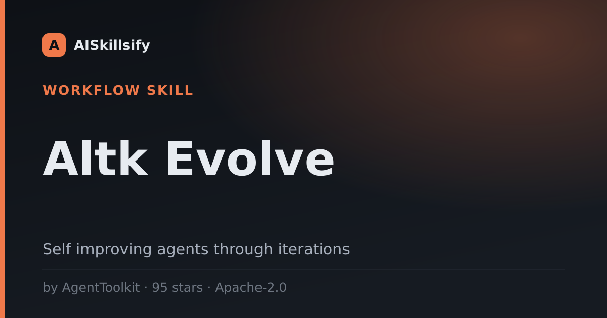 Altk Evolve skill by AgentToolkit