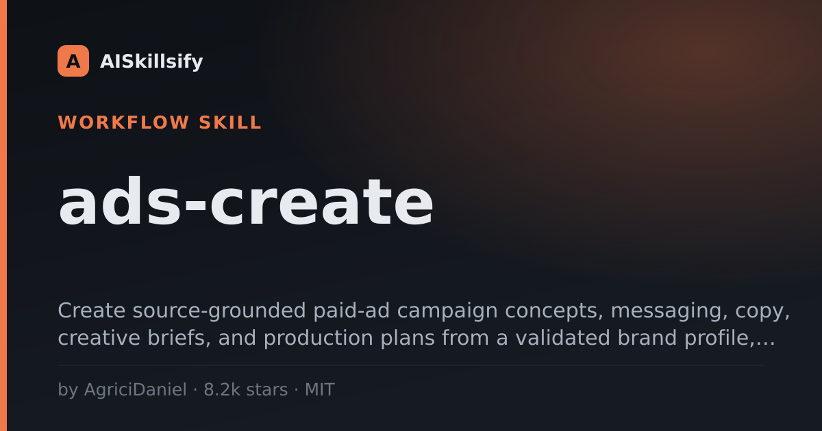 ads-create skill by AgriciDaniel