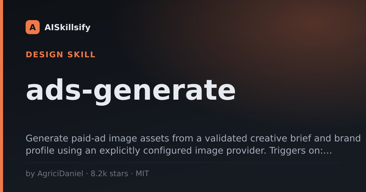 ads-generate skill by AgriciDaniel