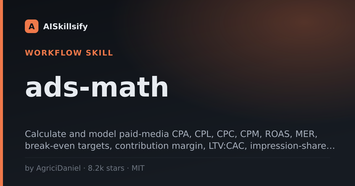 ads-math skill by AgriciDaniel