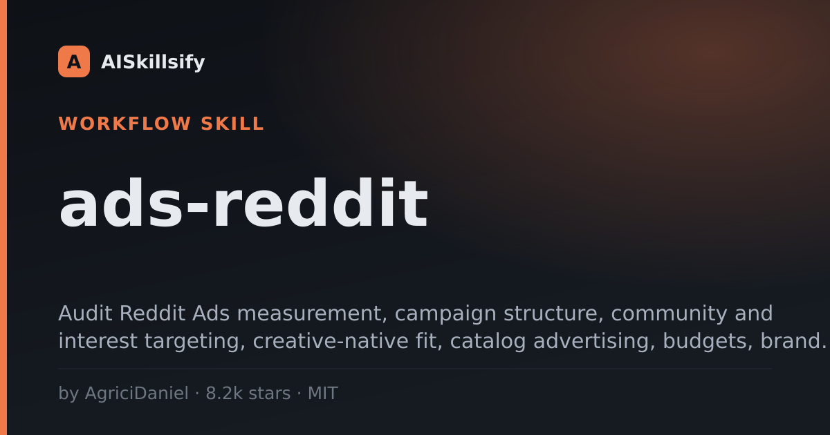 ads-reddit skill by AgriciDaniel