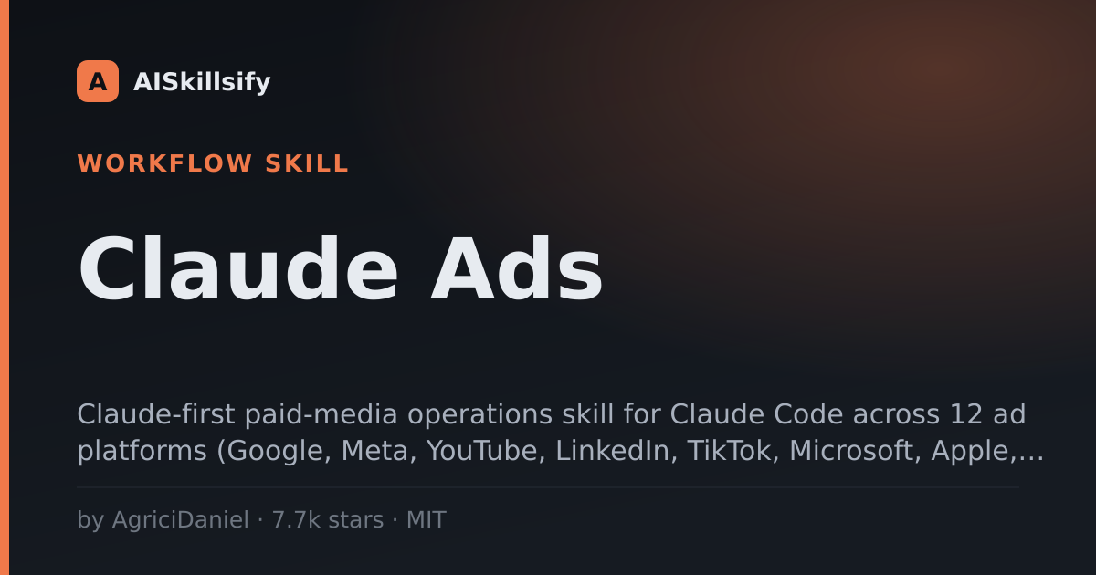 Claude Ads skill by AgriciDaniel