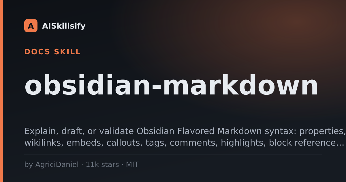 obsidian-markdown skill by AgriciDaniel