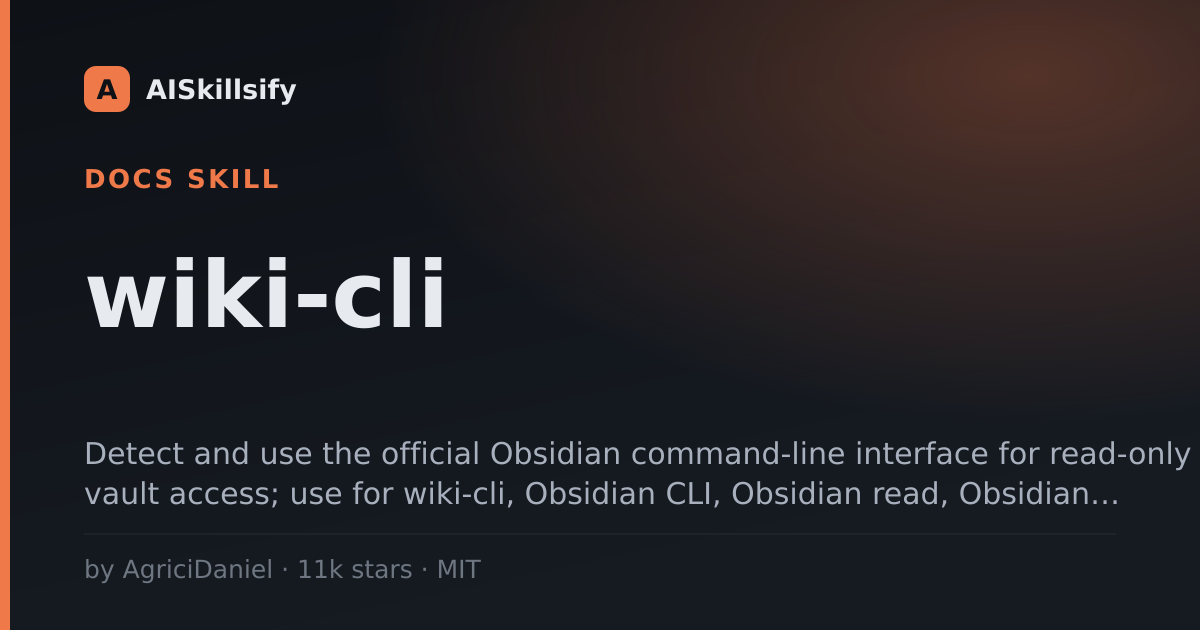 wiki-cli skill by AgriciDaniel