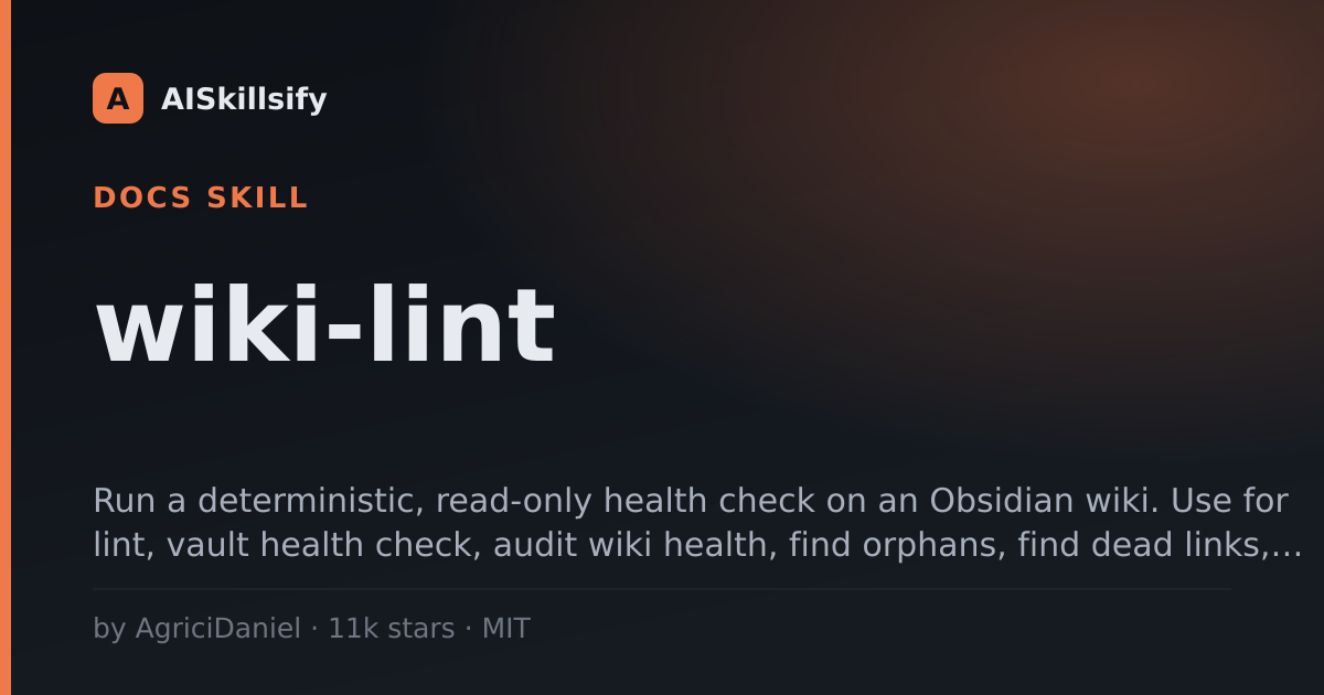 wiki-lint skill by AgriciDaniel