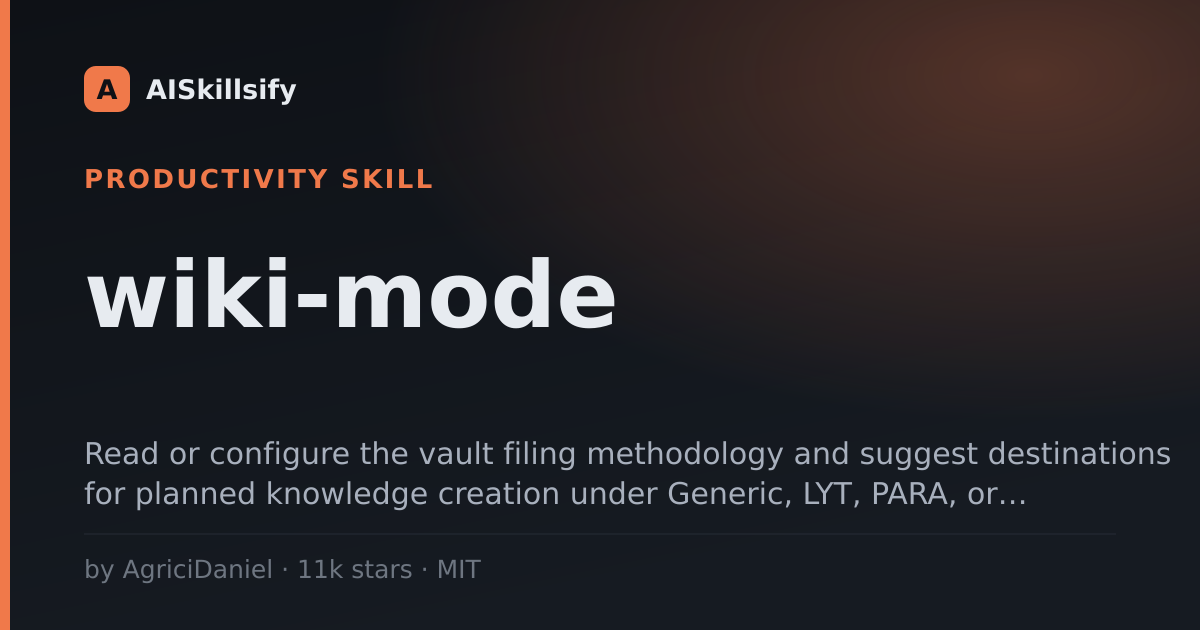 wiki-mode skill by AgriciDaniel
