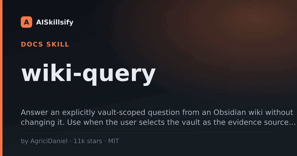 wiki-query skill by AgriciDaniel