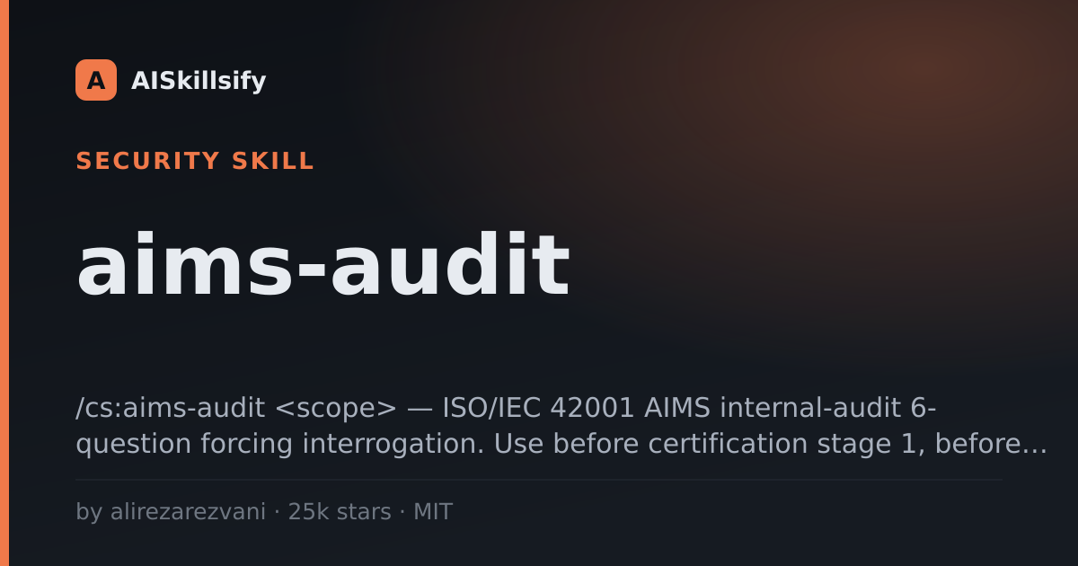 aims-audit skill by alirezarezvani