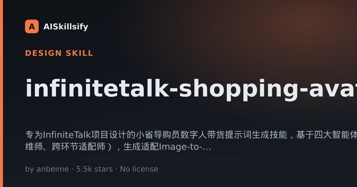 infinitetalk-shopping-avatar skill by anbeime