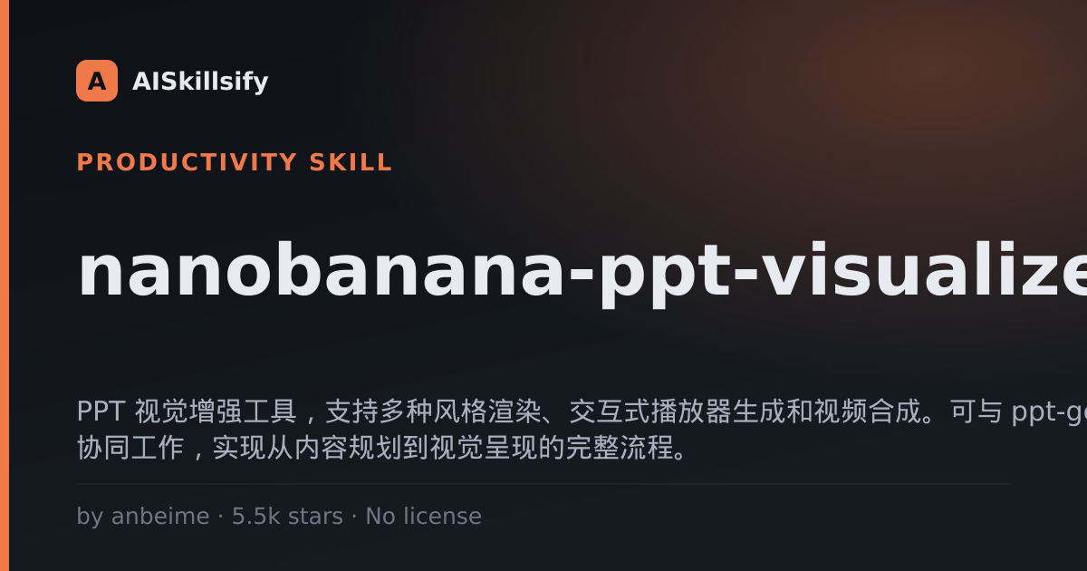 nanobanana-ppt-visualizer skill by anbeime