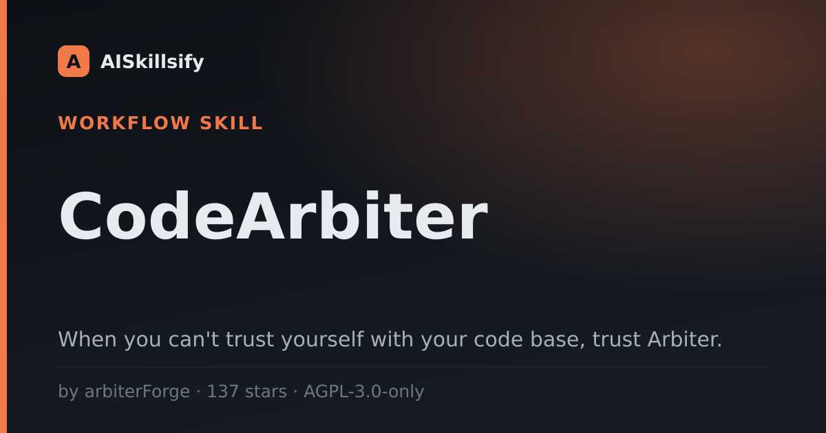 CodeArbiter skill by arbiterForge