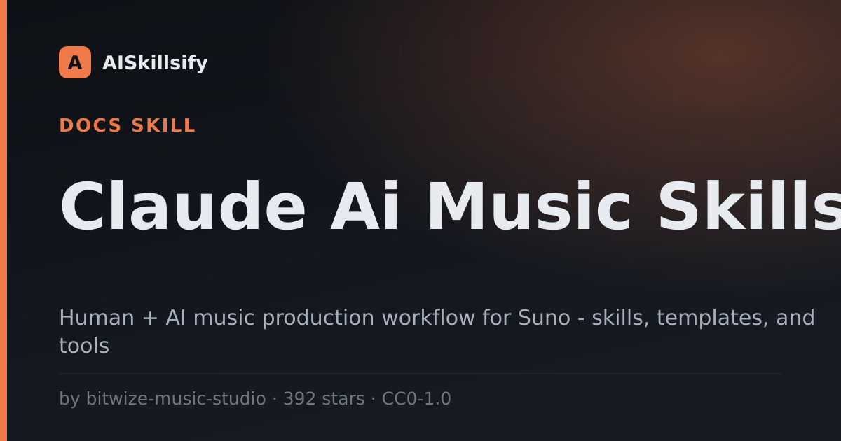 Claude Ai Music Skills skill by bitwize-music-studio