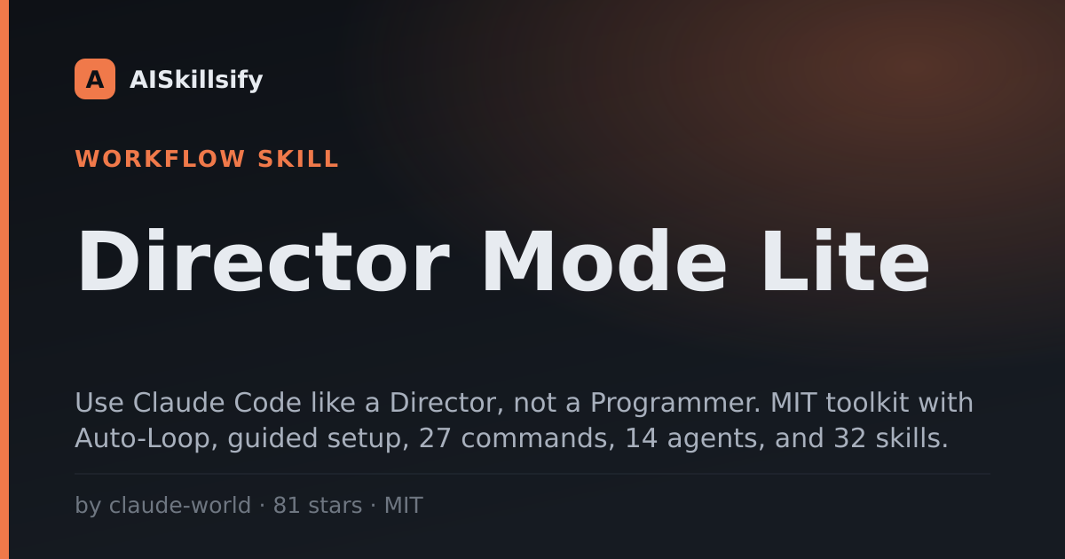 Director Mode Lite skill by claude-world
