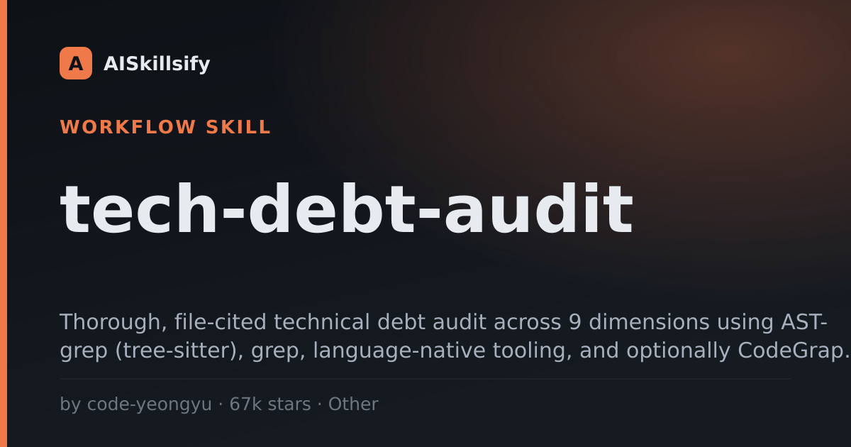 tech-debt-audit skill by code-yeongyu