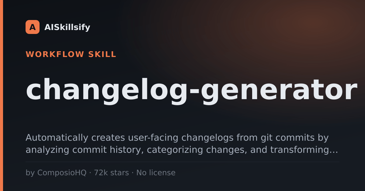 changelog-generator skill by ComposioHQ