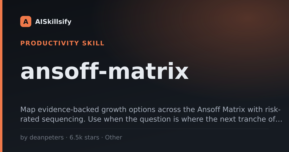 ansoff-matrix skill by deanpeters