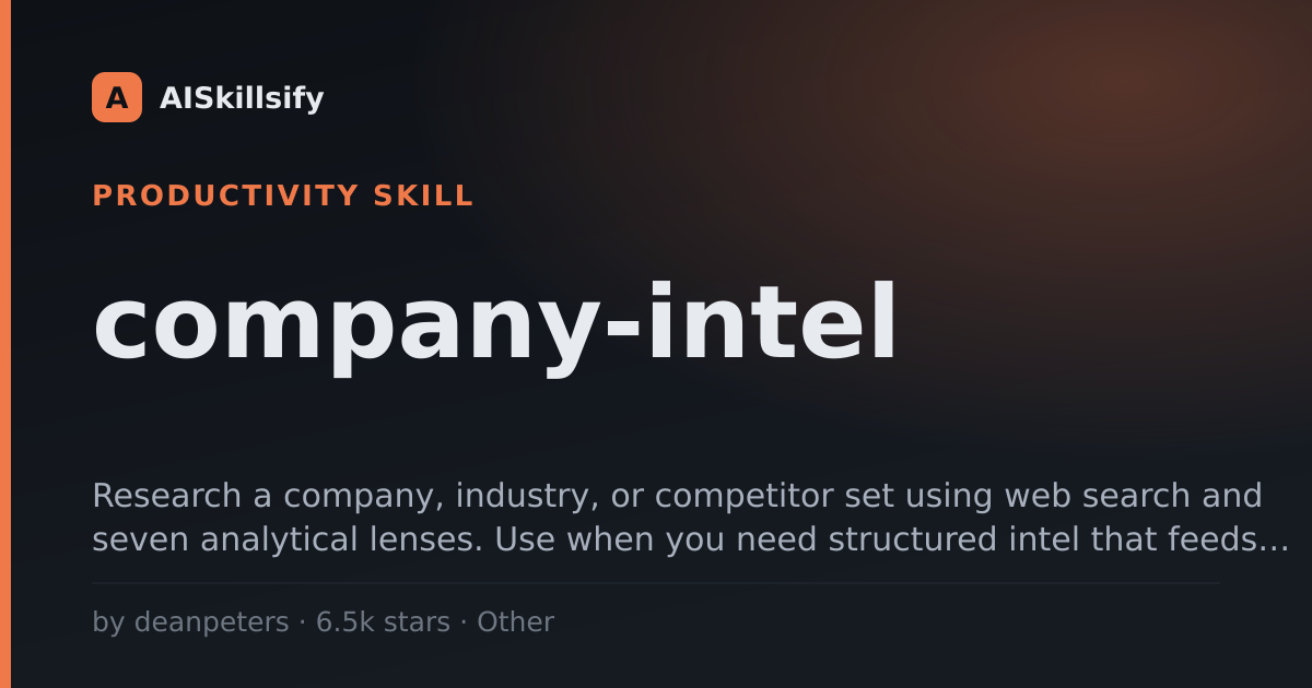 company-intel skill by deanpeters