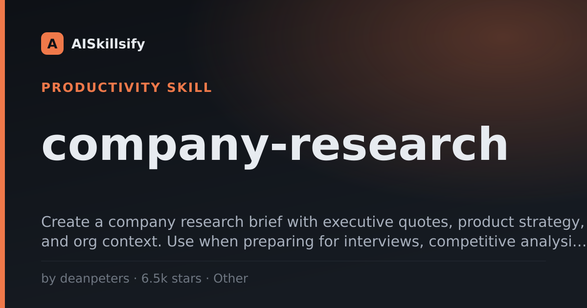 company-research skill by deanpeters