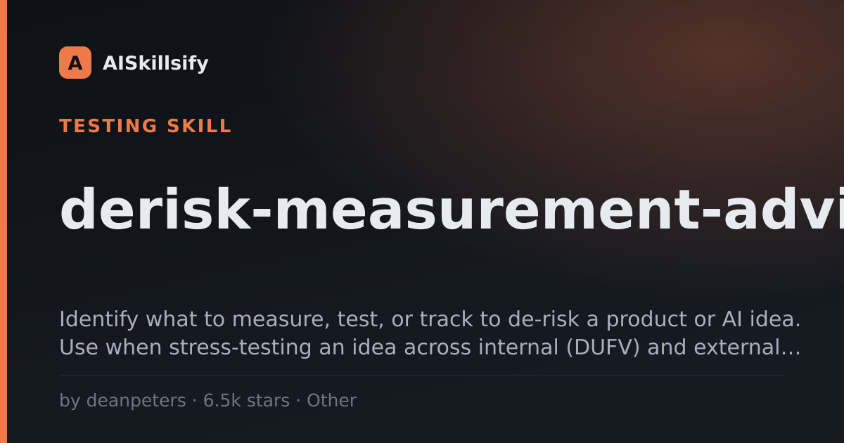 derisk-measurement-advisor skill by deanpeters