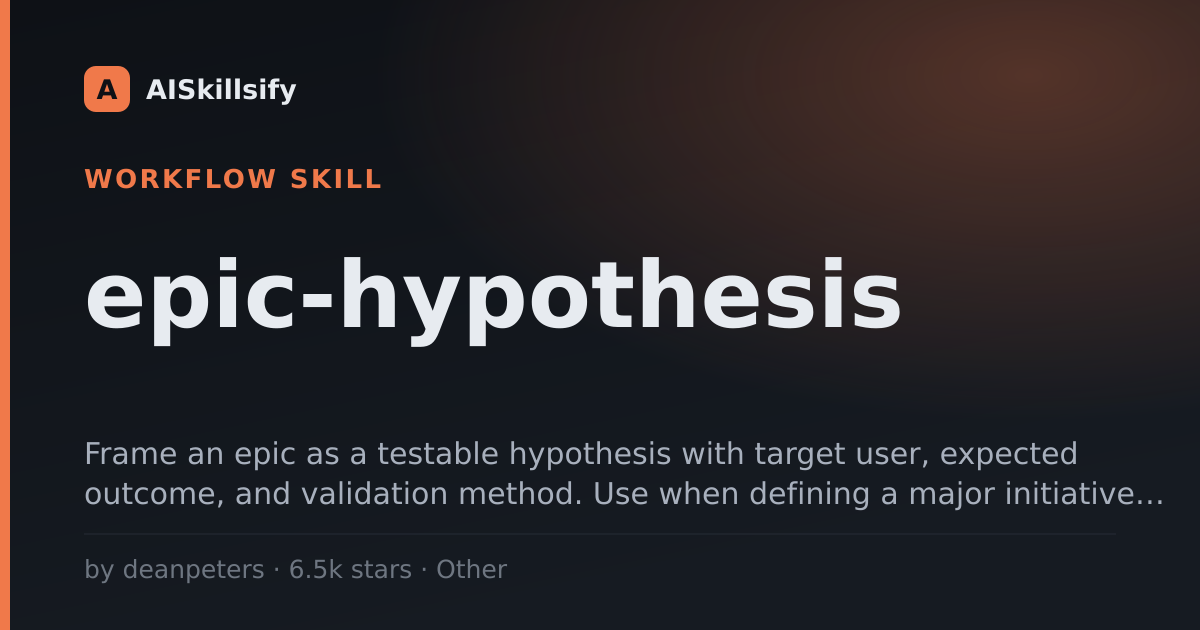 epic-hypothesis skill by deanpeters