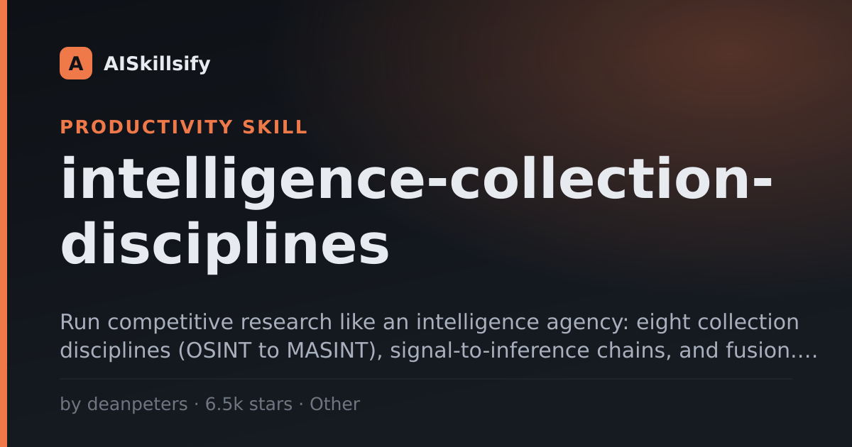 intelligence-collection-disciplines skill by deanpeters