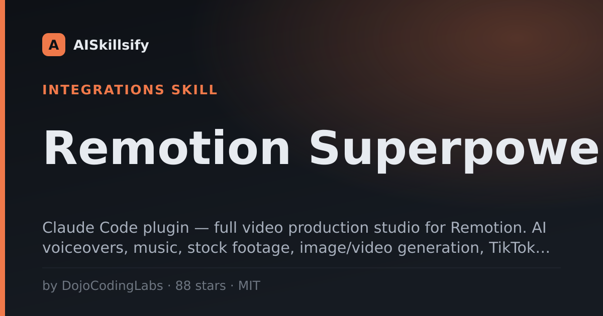 Remotion Superpowers skill by DojoCodingLabs