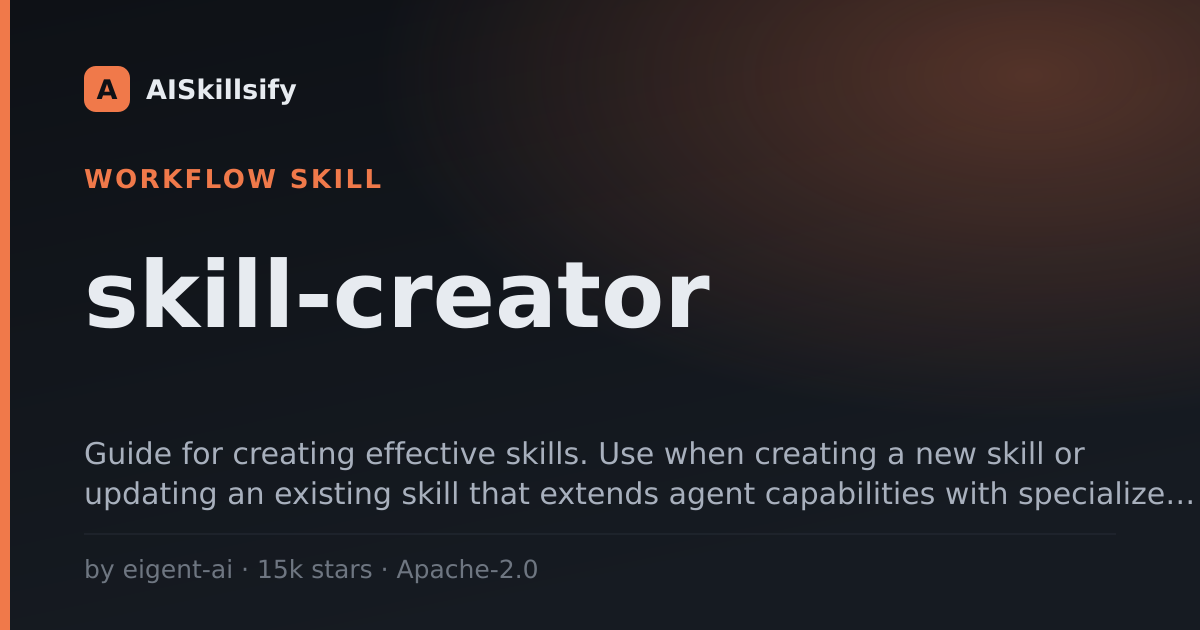 skill-creator skill by eigent-ai