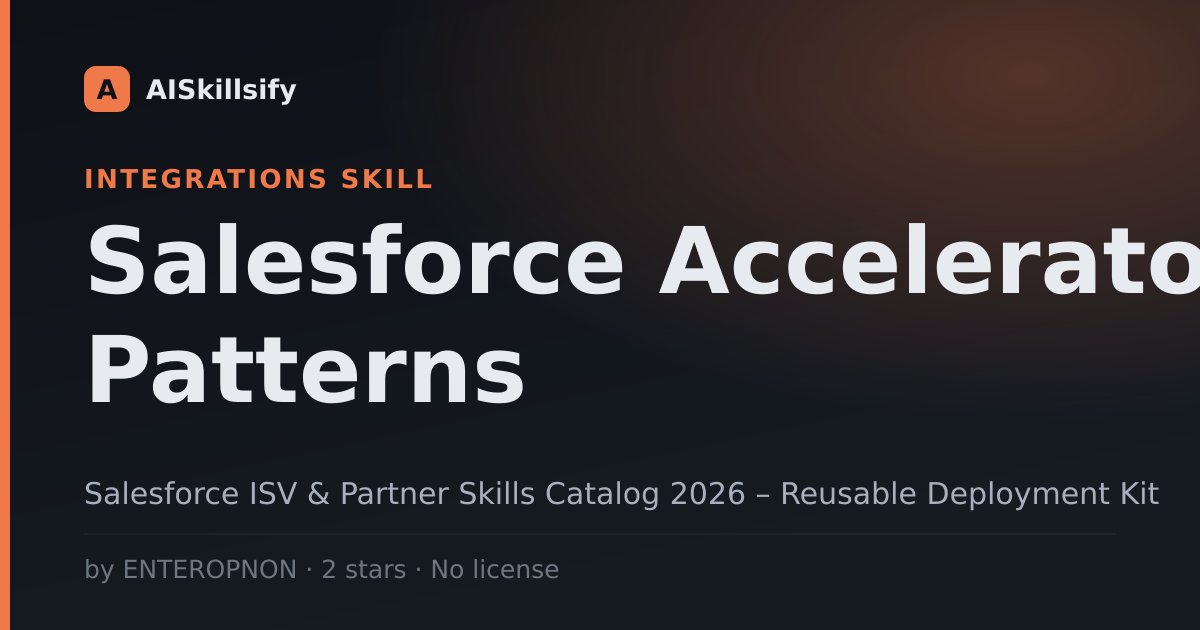 Salesforce Accelerator Patterns skill by ENTEROPNON