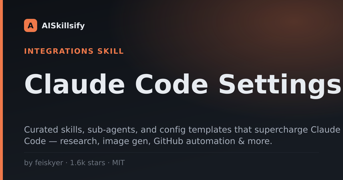 Claude Code Settings skill by feiskyer
