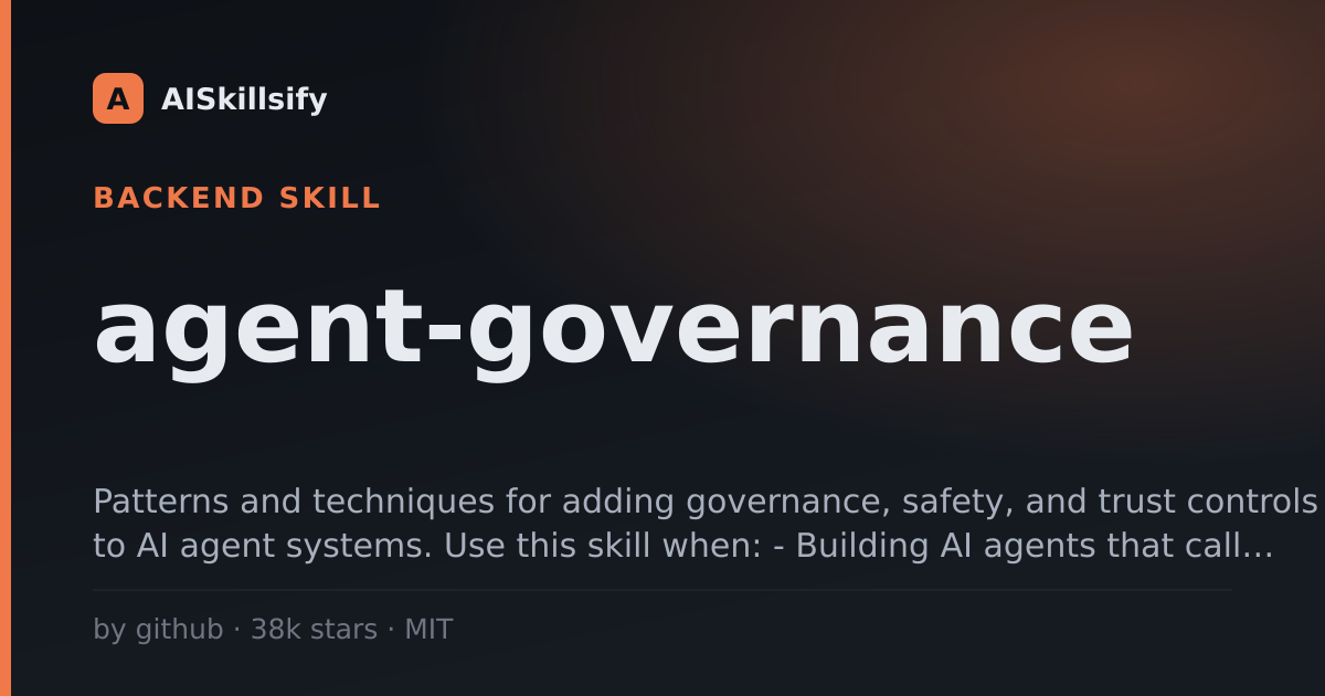 agent-governance skill by github