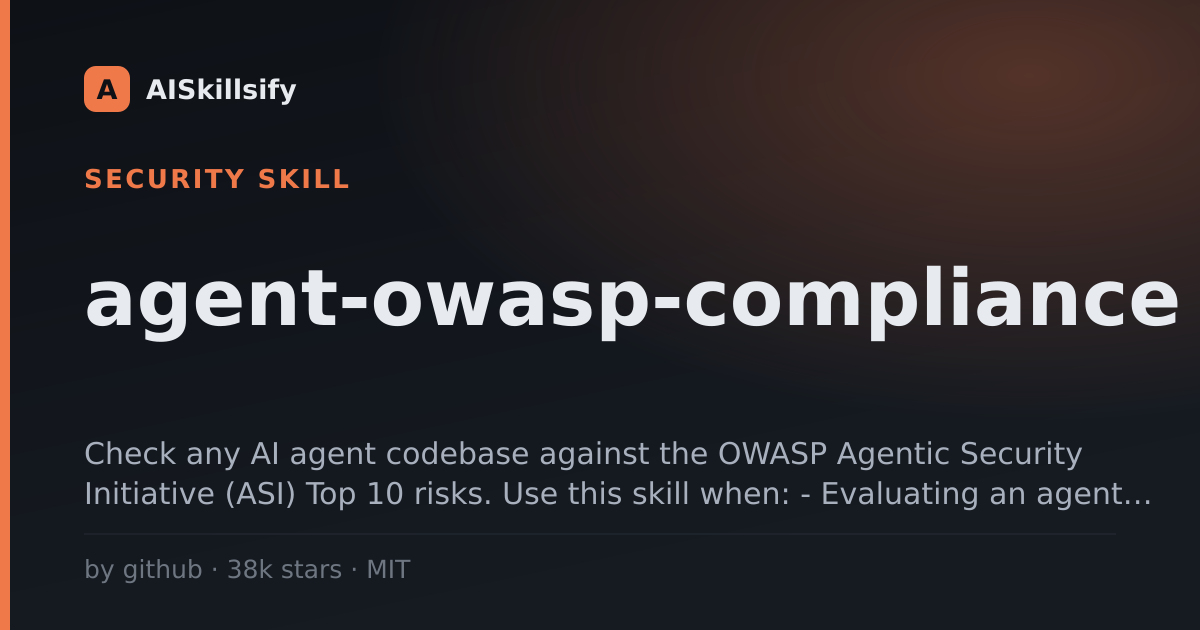 agent-owasp-compliance skill by github