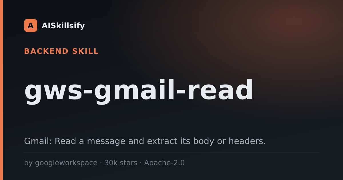 gws-gmail-read skill by googleworkspace