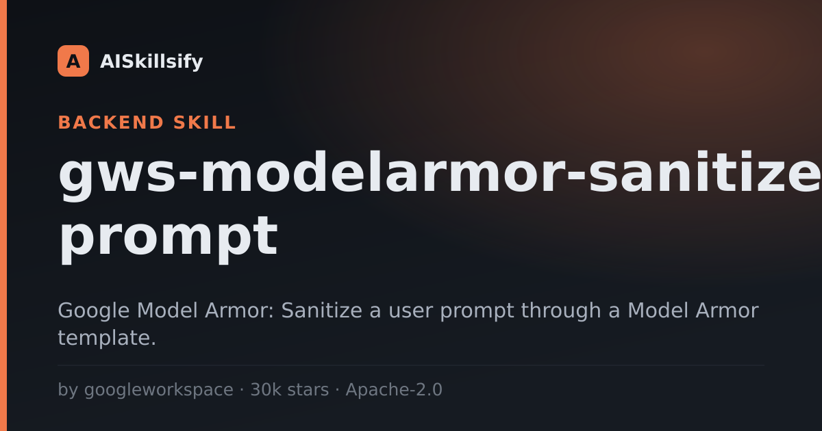 gws-modelarmor-sanitize-prompt skill by googleworkspace