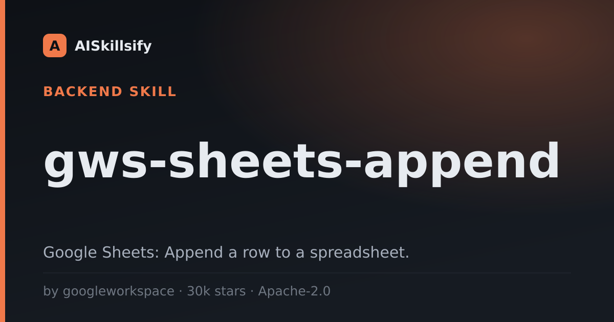 gws-sheets-append skill by googleworkspace