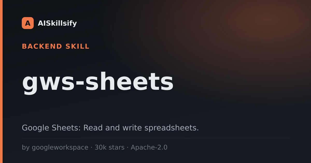 gws-sheets skill by googleworkspace