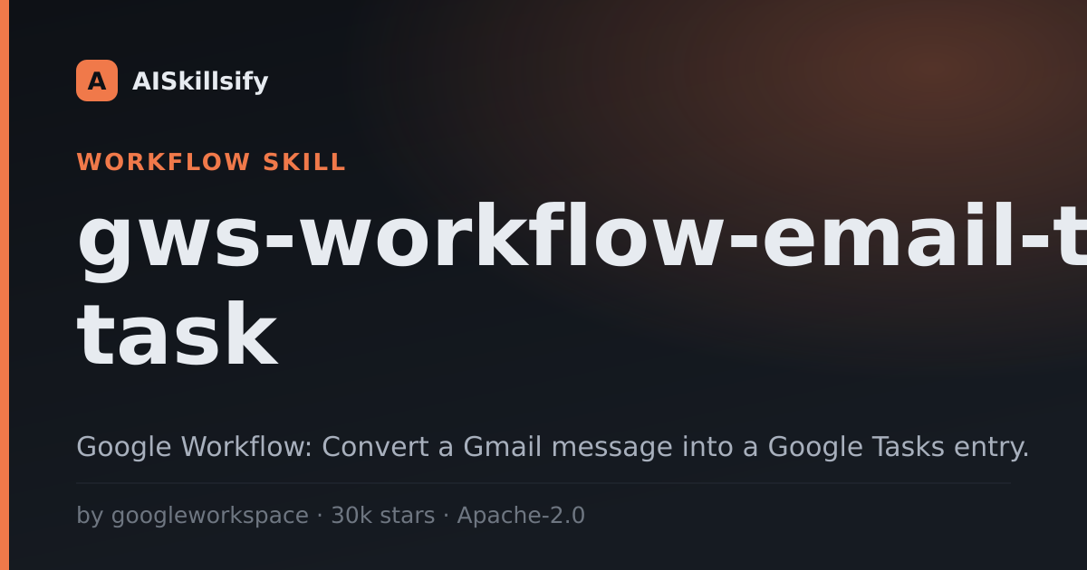 gws-workflow-email-to-task skill by googleworkspace