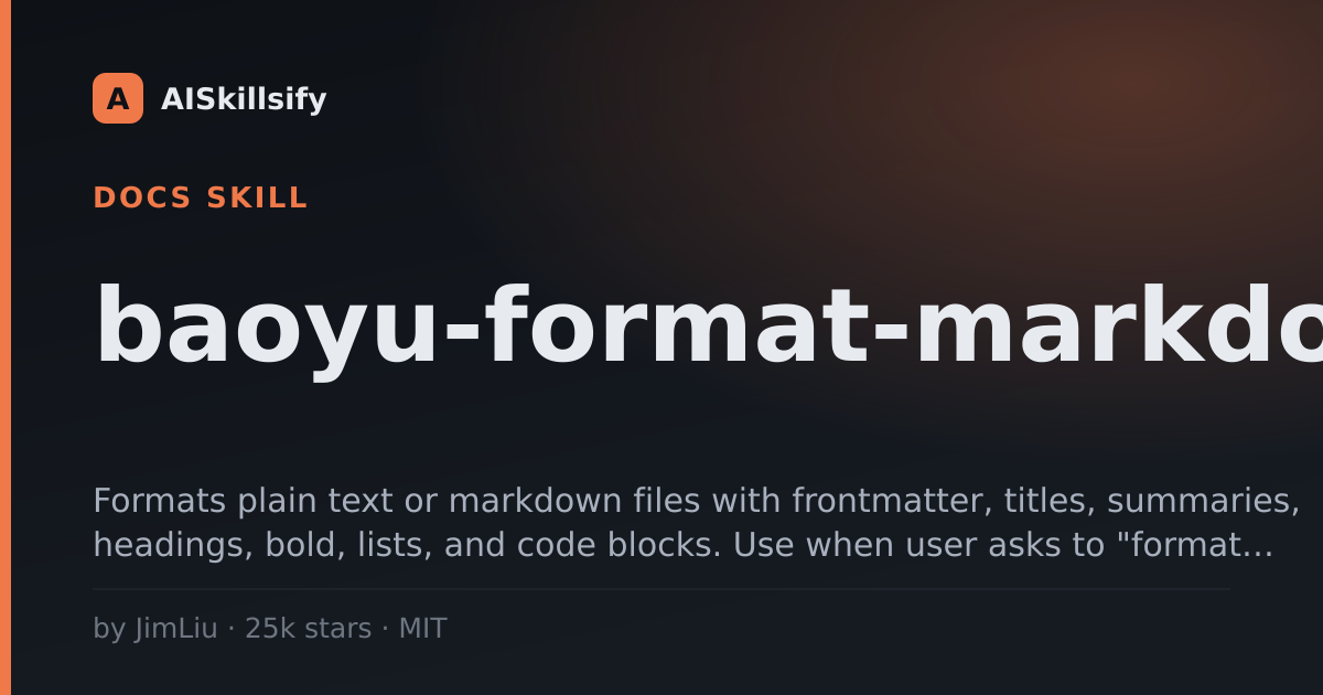 baoyu-format-markdown skill by JimLiu
