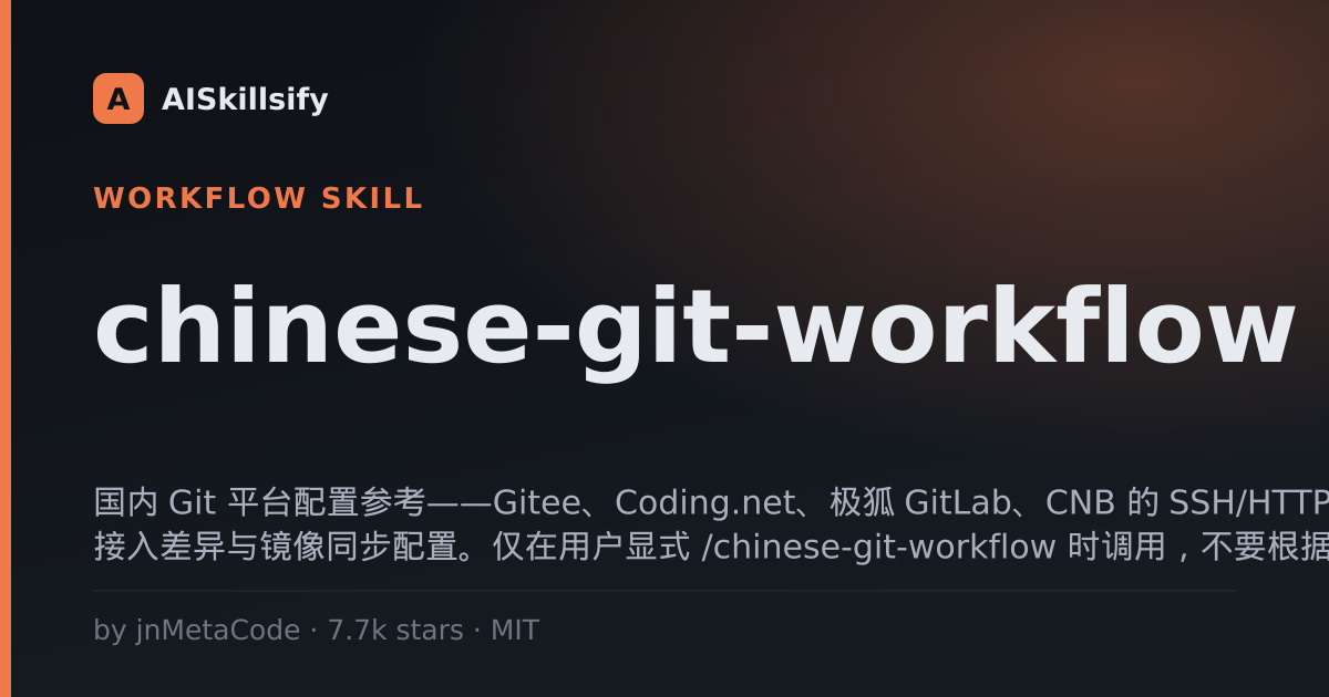 chinese-git-workflow skill by jnMetaCode
