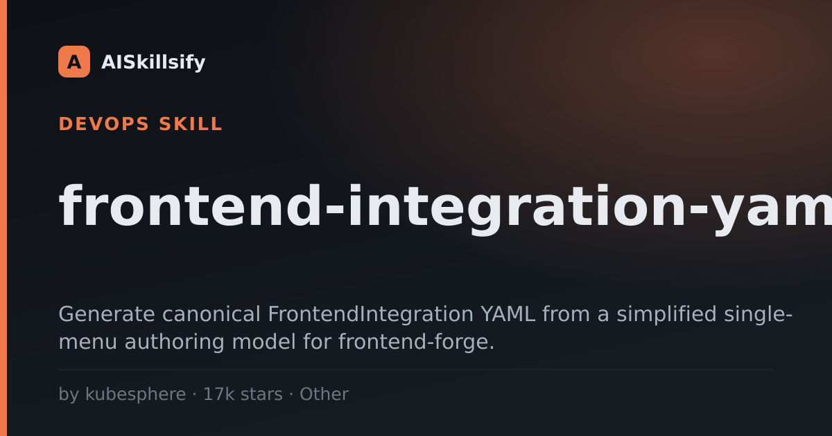 frontend-integration-yaml skill by kubesphere