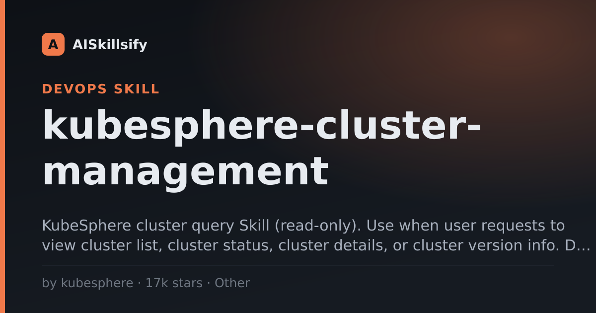 kubesphere-cluster-management skill by kubesphere