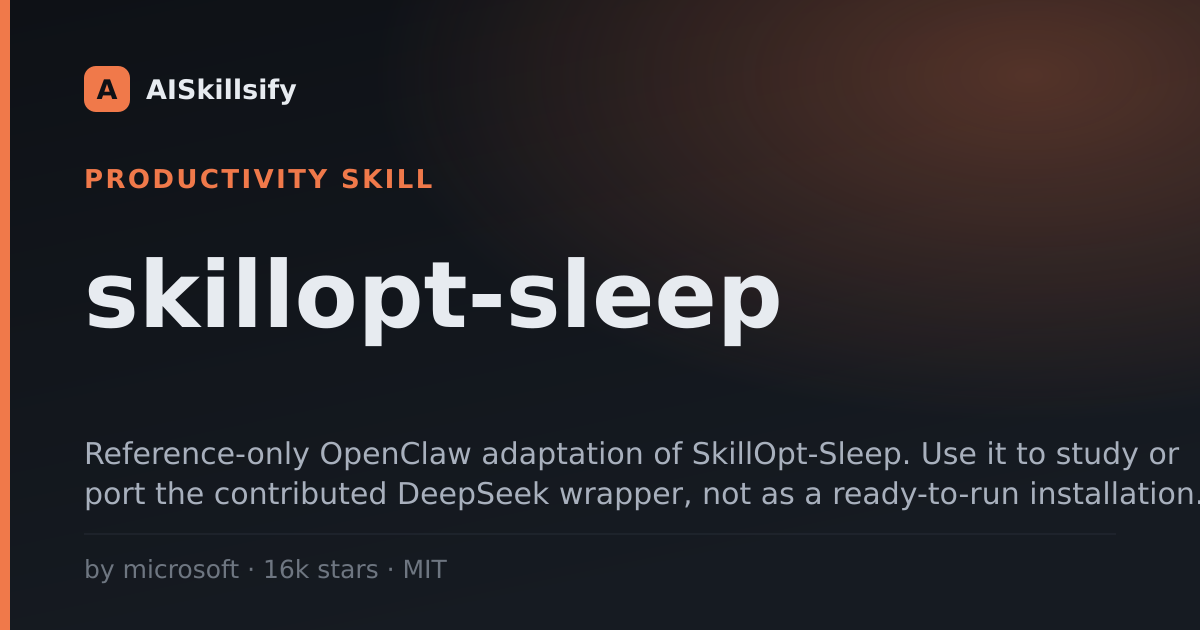 skillopt-sleep skill by microsoft
