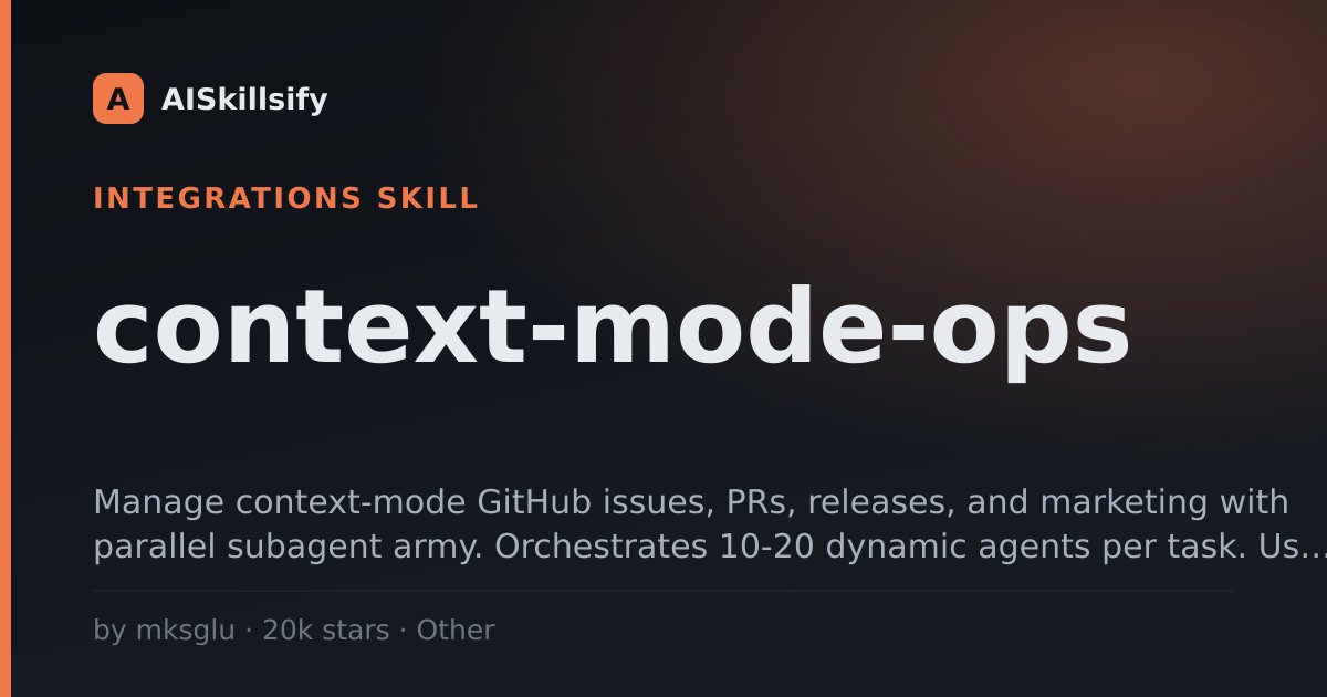context-mode-ops skill by mksglu