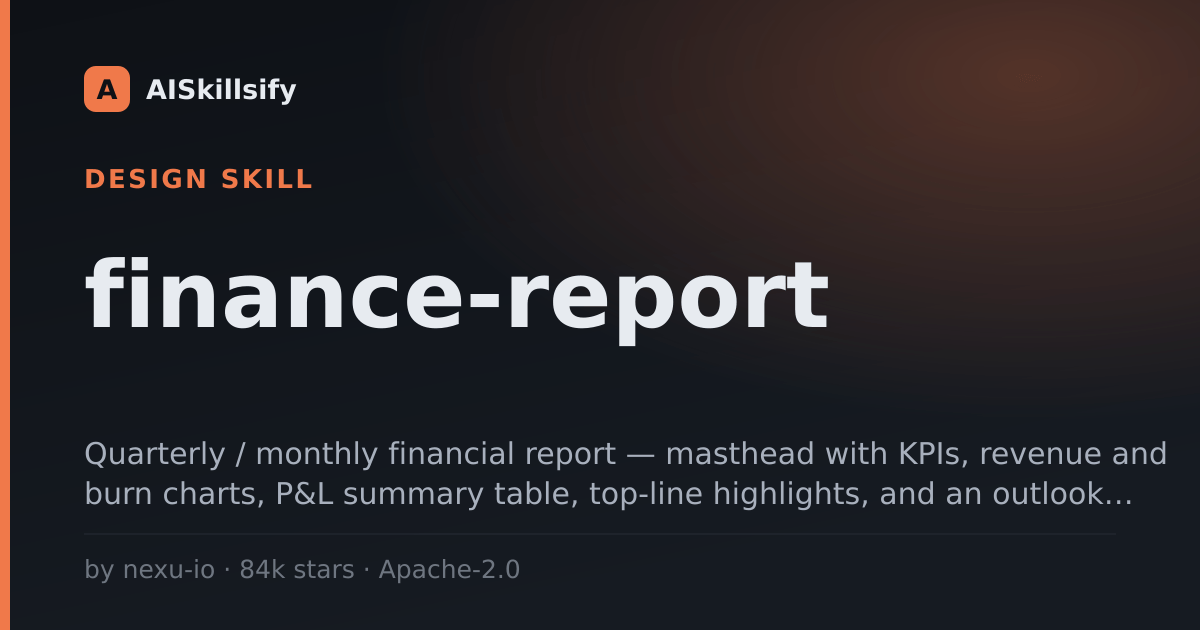 finance-report skill by nexu-io