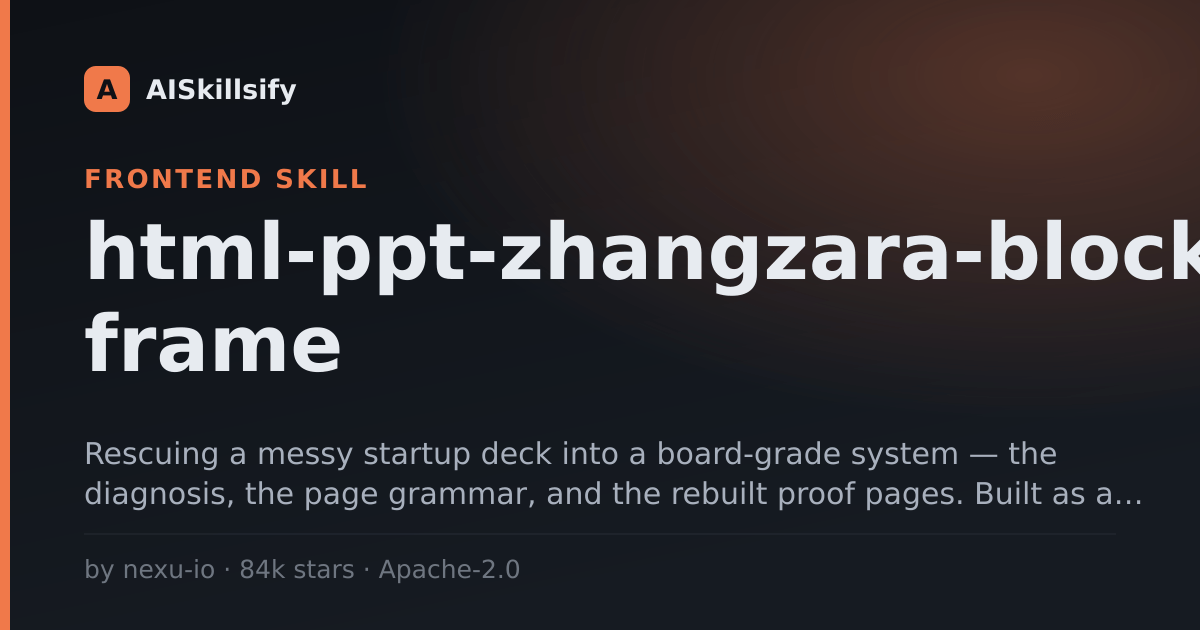 html-ppt-zhangzara-block-frame skill by nexu-io