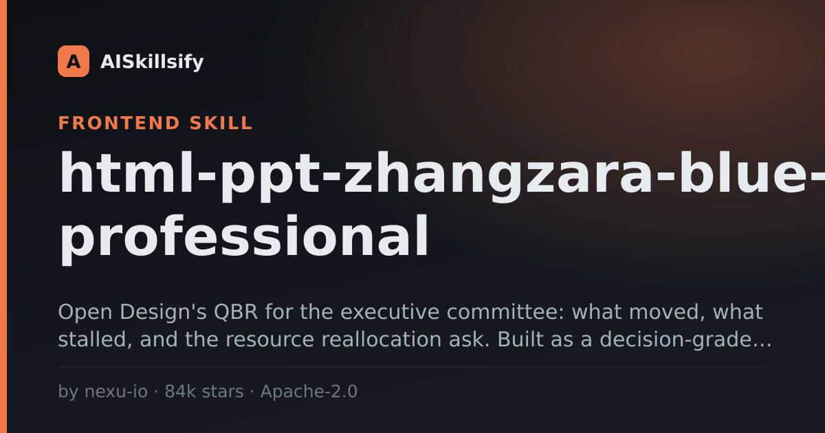 html-ppt-zhangzara-blue-professional skill by nexu-io