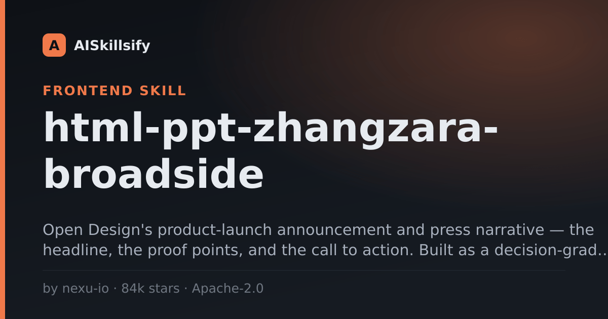 html-ppt-zhangzara-broadside skill by nexu-io