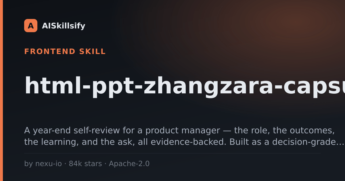 html-ppt-zhangzara-capsule skill by nexu-io