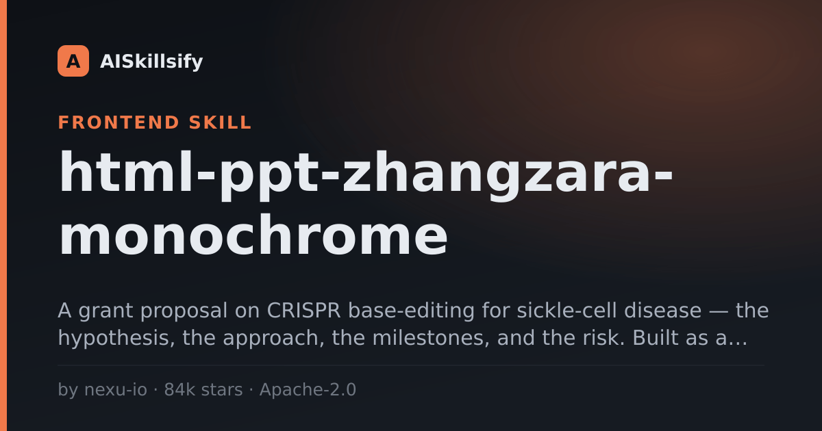 html-ppt-zhangzara-monochrome skill by nexu-io