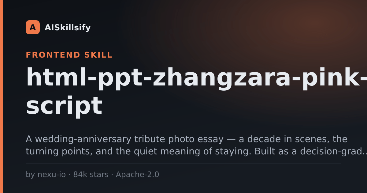 html-ppt-zhangzara-pink-script skill by nexu-io